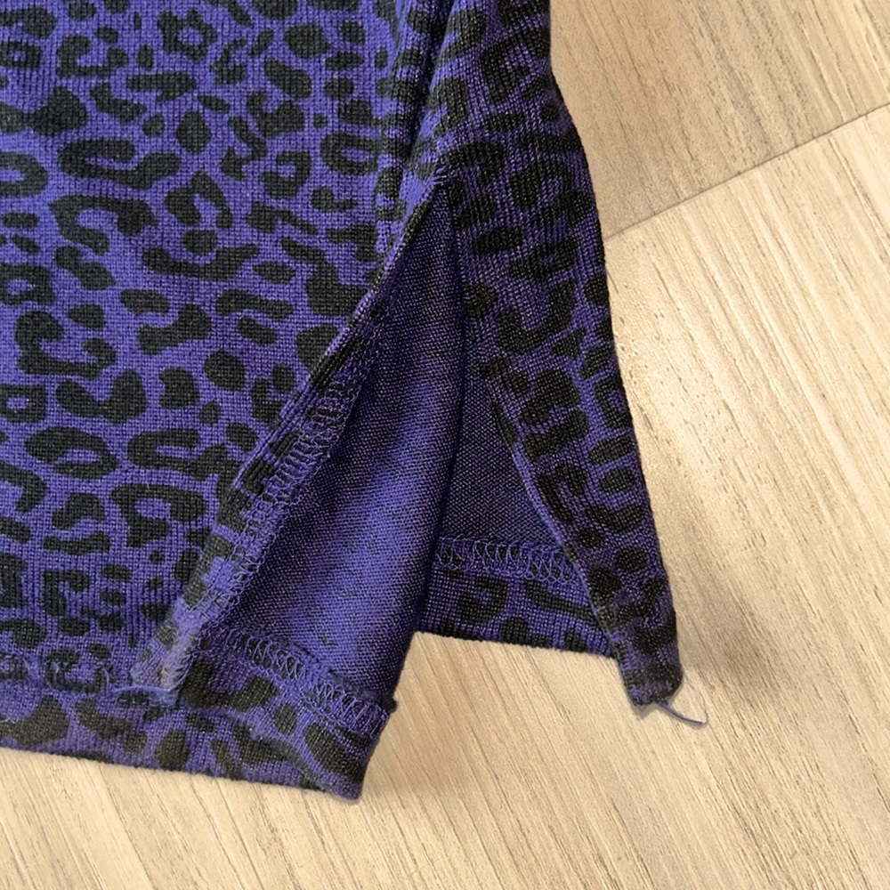 Mario Serrani Italy Animal Print Purple Black Tunic Top XL Lightweight Career - Picture 6 of 15